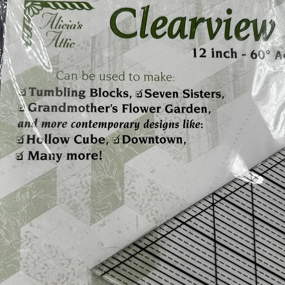 Alicia's Attic Clearview Triangle 12 Inch 60 Degree Acrylic Quilting Ruler NEW - Picture 2 of 7